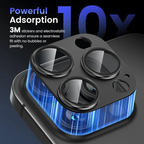 Vista 6 de Tensea Protector de lente de cámara para iPhone 16 Pro/iPhone 16 Pro Max/iPhone 15 Pro/iPhone 15 Pro Max, cubierta de vidrio templado de aleación