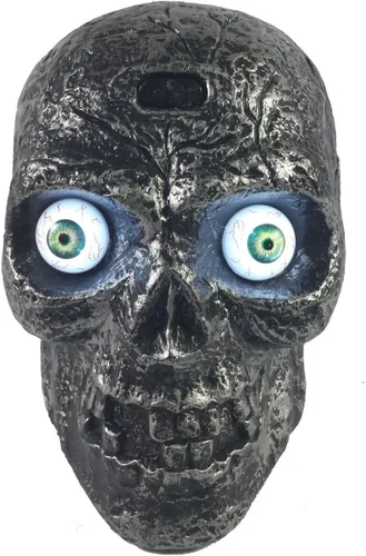 Vista 5 de Calavera que se activa con movimiento con ojos brillantes y sonidos espeluznantes - Decoración para Halloween