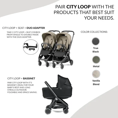Vista 6 de PEG City Loop Frame Only Sistema de viaje compacto de bebé a niño pequeño Apto para viajes aéreos Compatible con todos los asientos