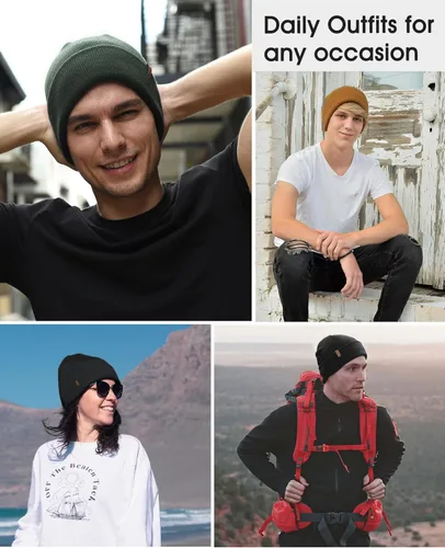 Vista 6 de FURTALK Gorro para hombre y mujer, con puños, grueso, unisex, gorro de invierno