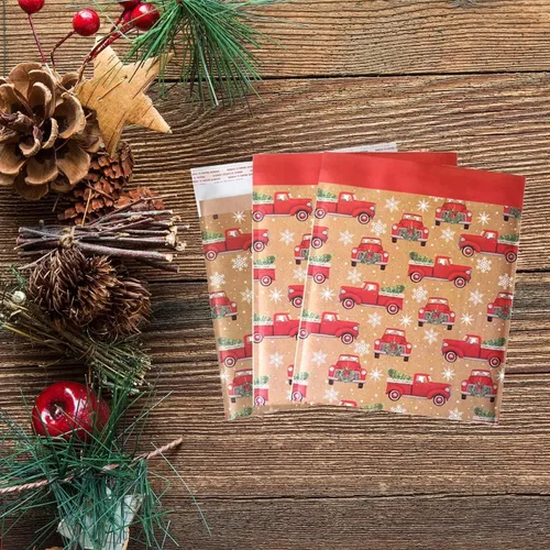 Vista 5 de Orgrimmar Paquete de 10 sobres de burbujas de Navidad de 10.8 x 11.2 pulgadas, sobres de burbujas autosellantes, bolsas de vacaciones (coches)