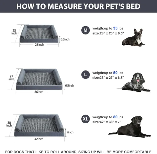 Vista 6 de BFPETHOME - Camas para perros grandes, cama ortopédica para perros medianos y grandes, gran cama para mascotas impermeable para sofá con funda