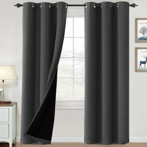 Vista 139 de H.VERSAILTEX Cortinas 100% de opacidad para dormitorio, con aislamiento térmico, cortinas opacas de 63 pulgadas de largo, cortinas de bloqueo