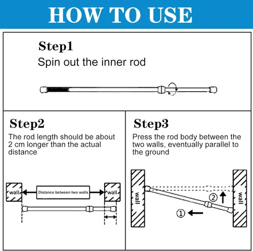 Vista 3 de Paquete de 4 barras de seguridad para puertas correderas, barras de seguridad ajustables para puerta corrediza de vidrio, barras de seguridad