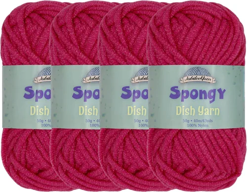 Vista 28 de JubileeYarn Hilo esponjoso para platos - 50 g/madeja de nylon grueso - paño de cocina - negro - 4 madejas