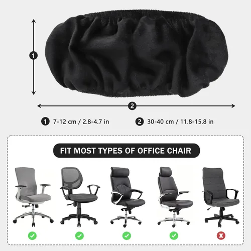 Vista 3 de FORCHEER Fundas para reposabrazos de silla de oficina, 2 piezas, de terciopelo, elásticas, color negro, para silla de juegos, computadora