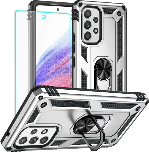 Vista 23 de Yiakeng Funda para Samsung A52, Galaxy A52 con protector de pantalla HD, fundas protectoras de grado militar con anillo para Samsung Galaxy A52 5G