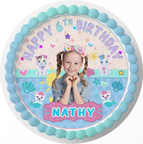 Like Nastya Girls - Bonita decoración comestible para tartas con imagen personalizada, para cumpleaños, decoración de fiesta