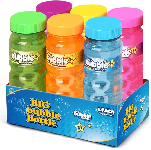 SpringFlower 6 botellas de burbujas con varita, recuerdos de fiesta de burbujas para niños, juguetes de verano, juguete novedoso de solución de