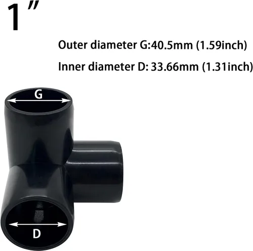Vista 2 de Accesorio en T de PVC de 1", Conector de Codo de 3 Vías, Codo de 90 Grados con Salida Lateral Grado Muebles, Accesorios de Esquina de PVC