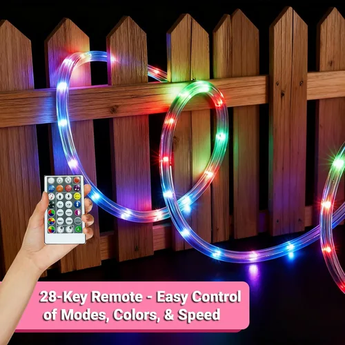 Vista 7 de Cuerda de luces inteligentes para exteriores de 16.4 pies, luces de Navidad impermeables que cambian de color con control remoto, diseño conectable