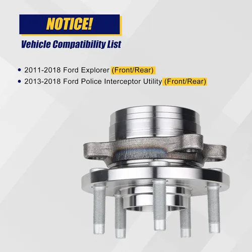 Vista 6 de KUSATEC 512460 Rodamiento de rueda delantera/trasera y conjunto de buje compatible con Ford Explorer 2011-2018, Ford Police Interceptor Utility