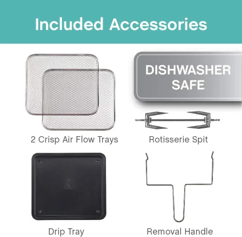 Vista 6 de West Bend AFWB12BK13 Horno Freidora de Aire Eléctrico, Combo de Freidora de Aire y Asador de Sobremesa con 10 Ajustes Digitales del Menú Rápido