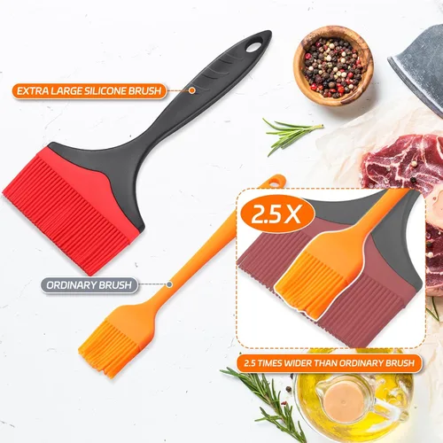 Vista 6 de Cepillo grande de silicona para repostería, cepillo de silicona extra ancho de 3.95 pulgadas para asar a la parrilla, cepillos resistentes al calor