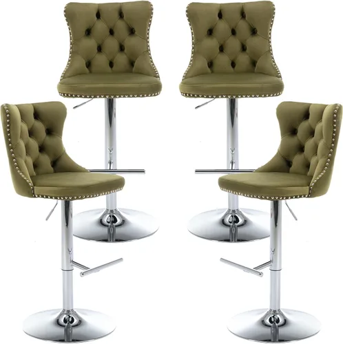 Vista 10 de ODUSE-DAILY Juego de 2 taburetes de bar giratorios de terciopelo, altura ajustable de 25-33 pulgadas, taburetes de bar con respaldo, sillas de bar