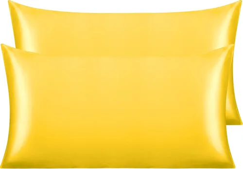 Vista 95 de NTBAY Paquete de 2 fundas de almohada estándar de satén para cabello y piel, lujosas y sedosas fundas de almohada con cierre de sobre, 20 x 26