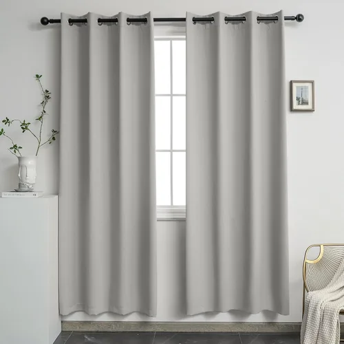YGO Cortinas opacas con aislamiento térmico para sala de estar, paneles de puerta de cristal con ojales en la parte superior, color gris claro, 52