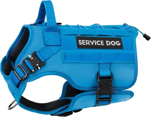 Vista 24 de PETNANNY - Chaleco táctico para perro de servicio - Arnés de apoyo emocional sin tirones con parches de gancho y bucle y sistema Molle para Negro
