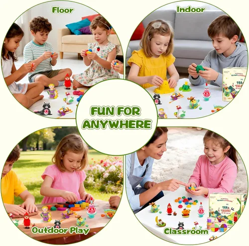 Vista 7 de Kit de arcilla seca al aire para niños, kits de manualidades de arcilla temática, figuras de historia, 12 cajas de arcilla de modelado