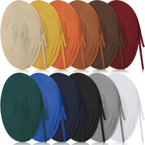Vista 7 de WILLBOND 12 rollos de banda elástica colorida plegable, cordón elástico resistente, banda plana tejida para costura, manualidades, DIY, puños
