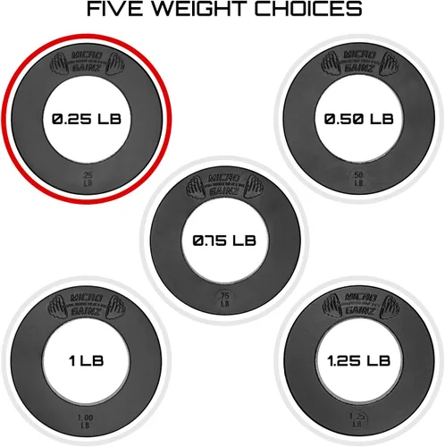 Vista 4 de Micro Gainz Calibrated Fractional Weight Plate Set of 2 Plates, Choose Set (.25LB-1.25LB), Designed for Olympic Barbells for Strength Training &