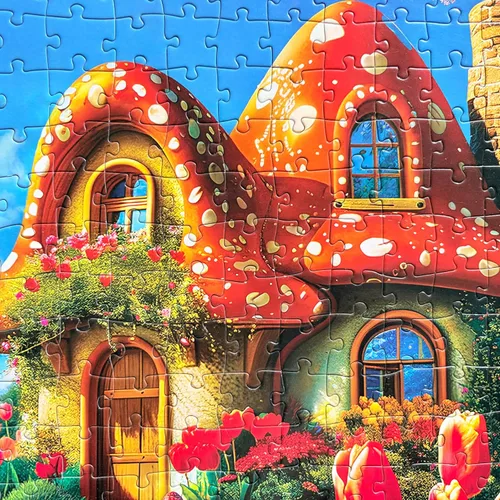 Vista 3 de Rompecabezas de 300 piezas para adultos y niños, rompecabezas de Pascua, casa de hongos