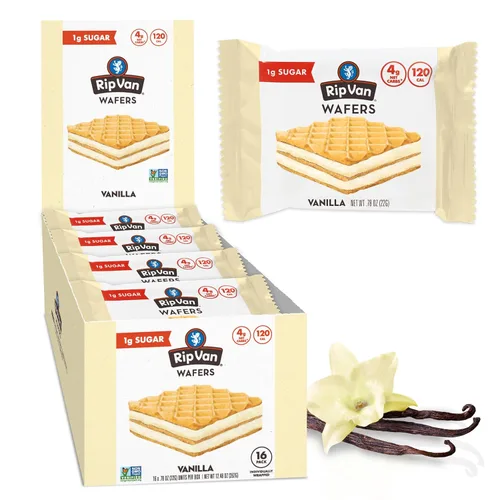 Vista 9 de Rip Van - Galletas de oblea de frambuesa y chocolate oscuro – Bocadillos saludables – Galletas keto sin OMG – Bocadillos keto – Bajo
