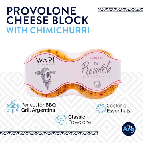 Vista 2 de THEARG Mini Provoleta Argentina 4.23 oz - con Chimichurri Bloque de queso Provolone - Esenciales de cocina Perfecto para barbacoa parrilla