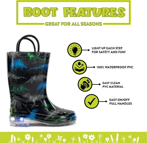 Vista 2 de Western Chief - Botas de lluvia impermeables, de PVC, con luz, para niños