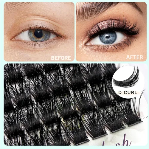 Vista 7 de Bodermincer 72 paquetes de racimos con pegamento de efecto 3D, extensiones de pestañas individuales, estilo natural (0.394 pulgadas)