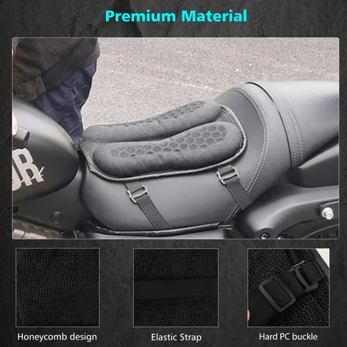 Vista 5 de SUNPIE Cojín de Asiento de Motocicleta Pequeña Cubierta de Gel Almohadilla Plegable Universal Estructura de Panal 3D Cojín de Asientos
