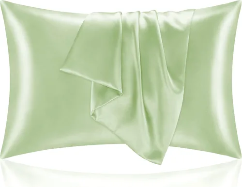 Vista 125 de BEDELITE Funda de almohada de satén para cabello y piel, súper suave y refrescante similar a las fundas de almohada de seda, paquete de 2 con cierre