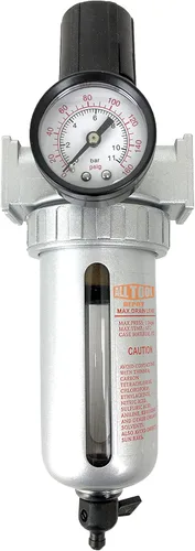 Vista 6 de Regulador de filtro de aire comprimido en línea NPT de 1 pulgada NPT SUPER DUTY Combo Piggyback, cuenco de metal, elemento de 5 micrones, ajustable