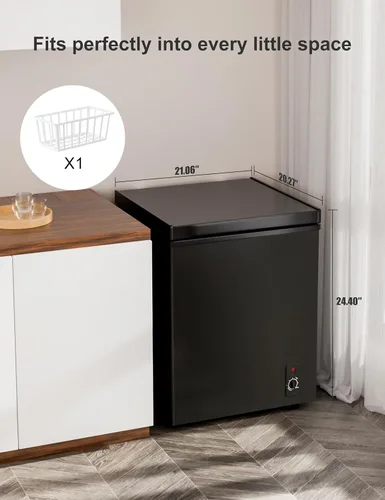 Vista 4 de Congelador de Pecho de 3.5 pies cúbicos - Compacto, Mini Congelador Profundo Eficiente en Energía con Cestas Removibles para Apartamentos, Casas