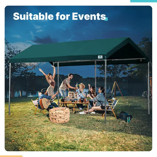 Vista 7 de ADVANCE OUTDOOR - Cobertura portátil resistente ajustable de 10 x 15 pies para auto, toldo para garaje, bote, refugio para fiesta, altura ajustable