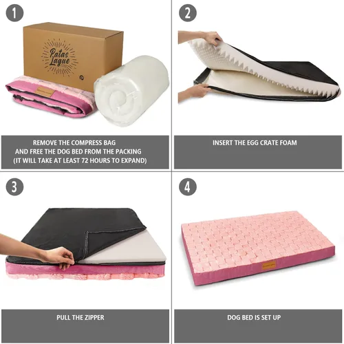 Vista 5 de Patas Lague Cama ortopédica para perro tamaño mediano 76cmX51cm, cama impermeable de espuma de celdilla de huevo suave y cálida para mascotas