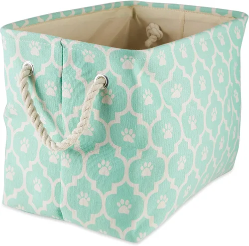 Colección Bone Dry de almacenamiento para mascotas con diseño de pata, color aguamarina, rectángulo mediano