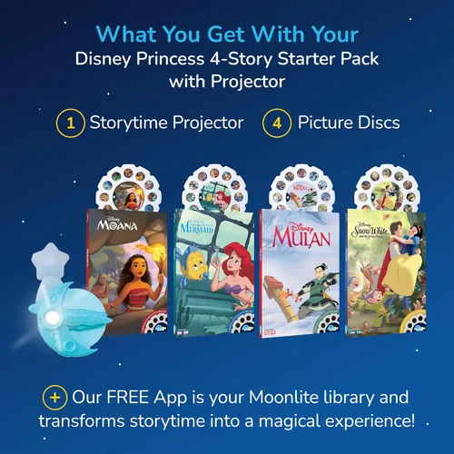 Vista 7 de Moonlite Mini proyector con 4 historias digitales de princesa de Disney Edición - Una nueva forma de leer historias juntos - 4 historias digitales