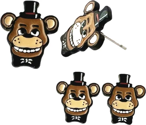 Vista 2 de Five Nights Freddys Stud Earrings Environmental Zinc Alloy Horror Earrings for Boys Girls and Women
