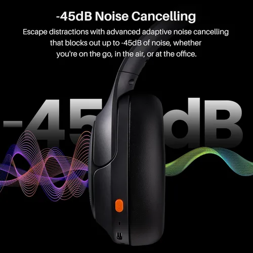 Vista 4 de TOZO Auriculares híbridos HT3 con cancelación de ruido, batería de 90 horas de duración inalámbrica sobre la oreja Bluetooth 6.0 auriculares
