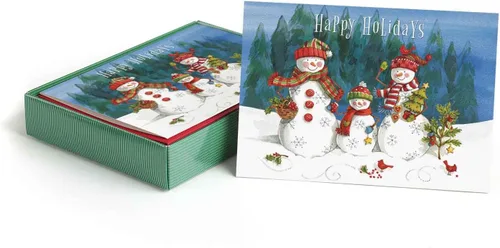 Vista 11 de Masterpiece - Juego de tarjetas navideñas de aldea / 16 tarjetas navideñas de vecindario nevado con sobres rojos a juego / 7 7/8 pulgadas x 5 5/8