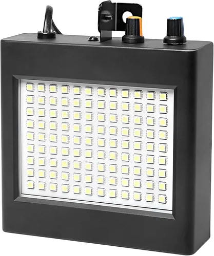 Luz estroboscópica LED, 108 luces LED blancas intermitentes, flashbulb, estroboflash, estroboflash, cuerpo negro, uso para discoteca, salón de