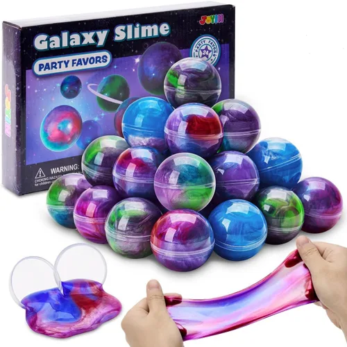 JOYIN Slime Party Favors, Paquete de 24 Pelotas de Slime Galaxia - Elásticas, No Pegajosas, Sin Desorden, Alivio del Estrés y Seguras - Juguetes