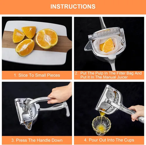 Vista 4 de Exprimidor de limón grande, exprimidor manual de frutas de aleación de aluminio, exprimidor de cítricos resistente para limones, naranjas, granadas