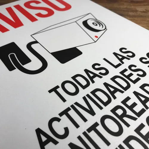 Vista 4 de TRADESAFE Señal de videovigilancia - Monitoreadas con la Videocámara Señal de Seguridad de Aluminio Español, Instalación Rápida, Reflectante de Luz