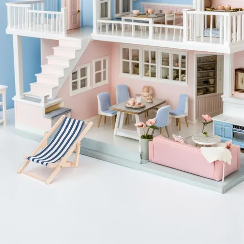 Vista 5 de Mini silla de playa, artículos de playa en miniatura, sillas de playa de madera, miniaturas de casa de muñecas, decoraciones de pastel de playa