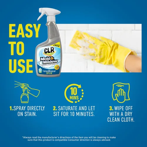 Vista 6 de CLR Mold & Mildew Clear - Spray removedor de manchas sin blanqueador, funciona en azulejos de baño, vidrio, tela, hormigón y más, spray de 32 onzas