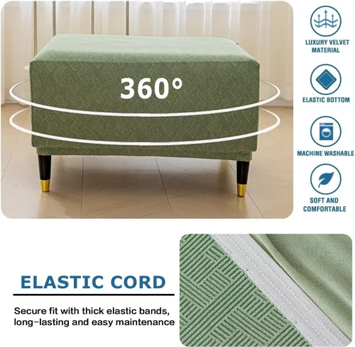 Vista 51 de ADPON Fundas otomanas cuadradas de terciopelo para otomanas, fundas protectoras para reposapiés cuadrados, fundas protectoras para taburetes de Azul