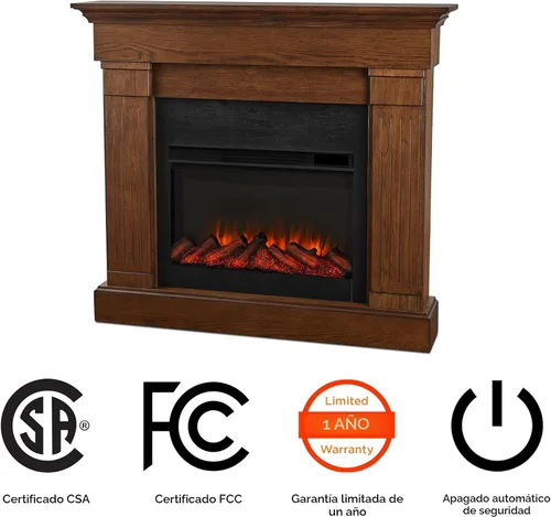 Vista 6 de Real Flame Crawford - Chimenea eléctrica delgada de 48 pulgadas para interior con repisa para sala de estar o dormitorio, calentador reemplazable