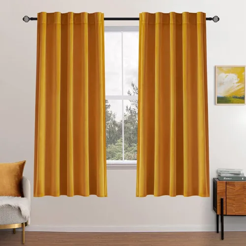 Vista 51 de MIULEE Cortinas de terciopelo de 63 pulgadas de largo, 2 paneles de cortinas opacas de lujo para dormitorio, sala de estar, cortinas de ventana